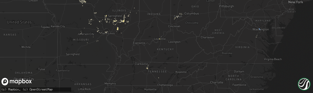 Hail map in Kentucky on August 26, 2021