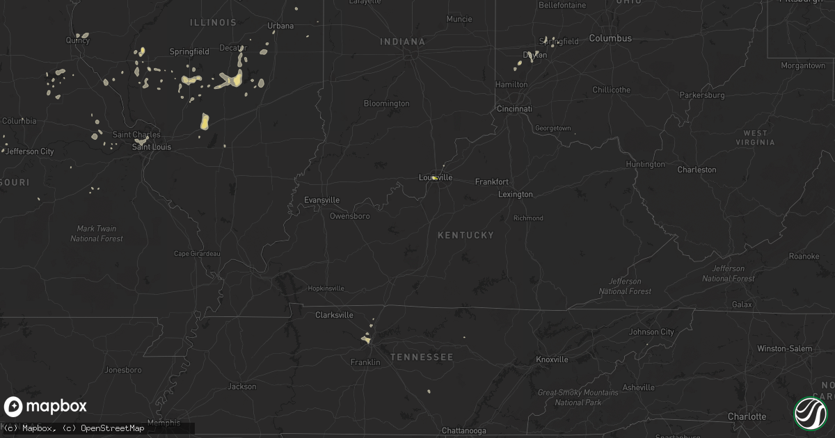 Hail map in Kentucky on August 26, 2021