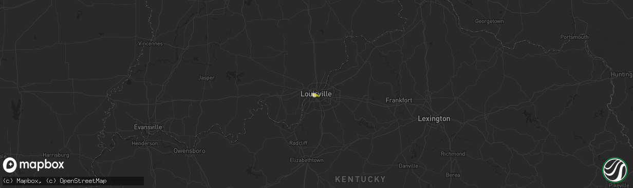 Hail map in Louisville, KY on August 26, 2021