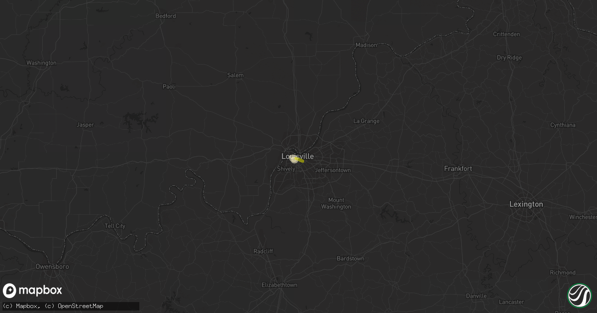 Hail map in Louisville, KY on August 26, 2021