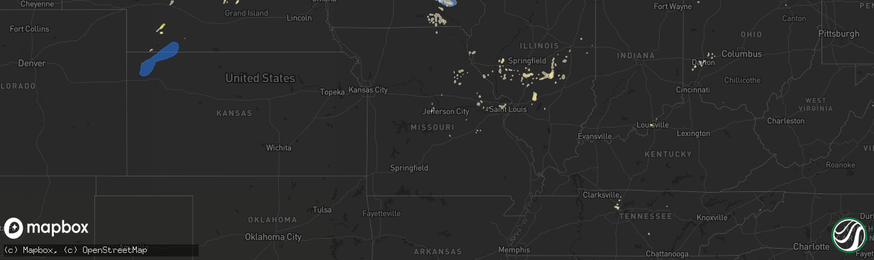 Hail map in Missouri on August 26, 2021