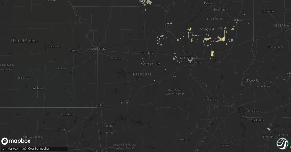 Hail map in Missouri on August 26, 2021