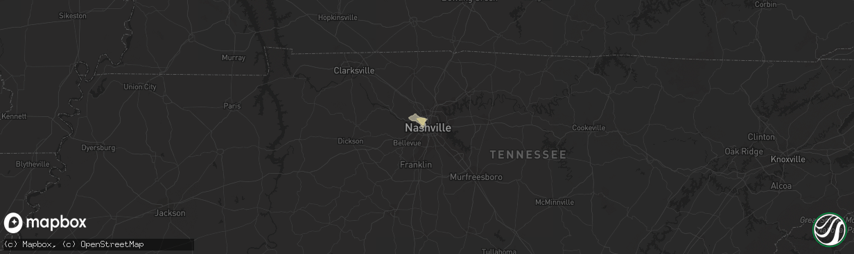 Hail map in Nashville, TN on August 26, 2021