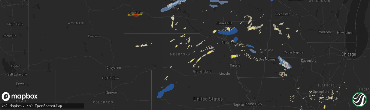 Hail map in Nebraska on August 26, 2021