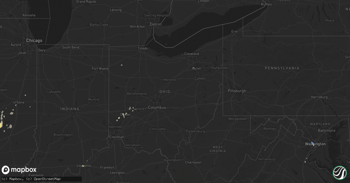Hail map in Ohio on August 26, 2021