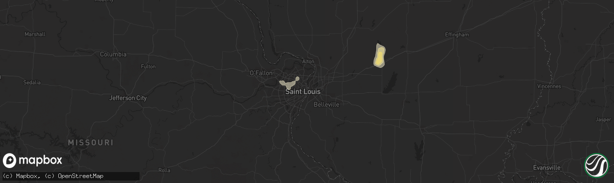 Hail map in Saint Louis, MO on August 26, 2021