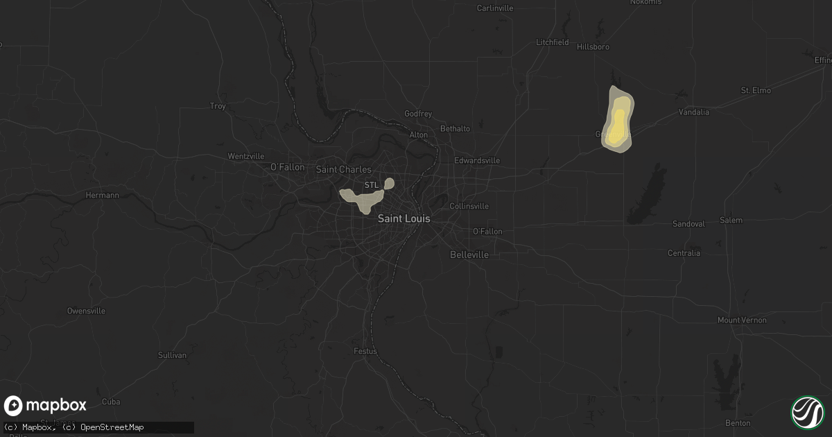 Hail map in Saint Louis, MO on August 26, 2021