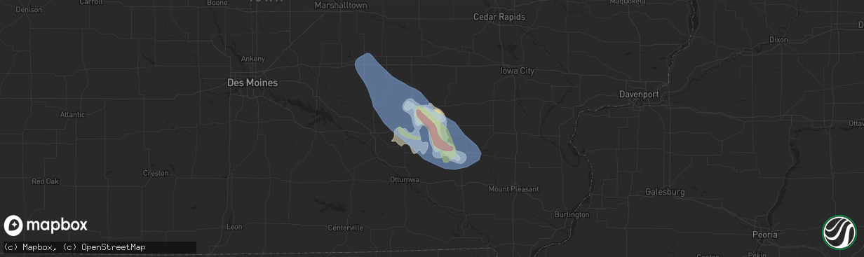 Hail map in Sigourney, IA on August 26, 2021