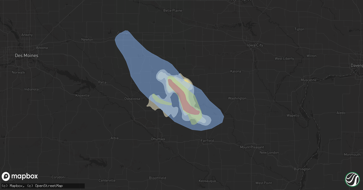 Hail map in Sigourney, IA on August 26, 2021