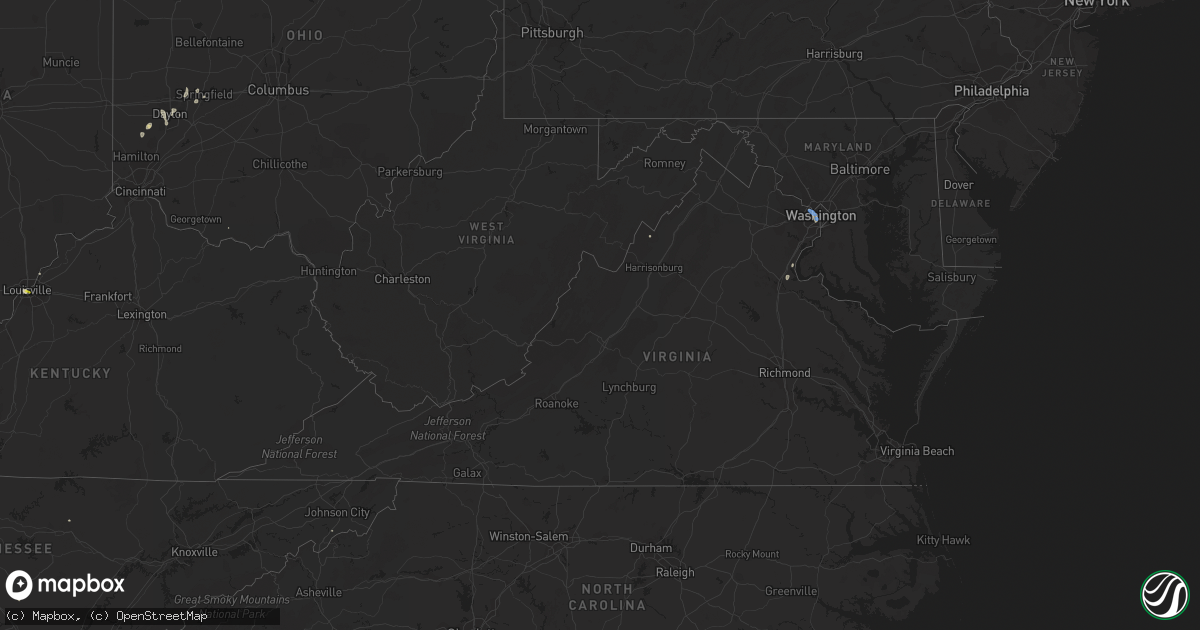 Hail map in Virginia on August 26, 2021