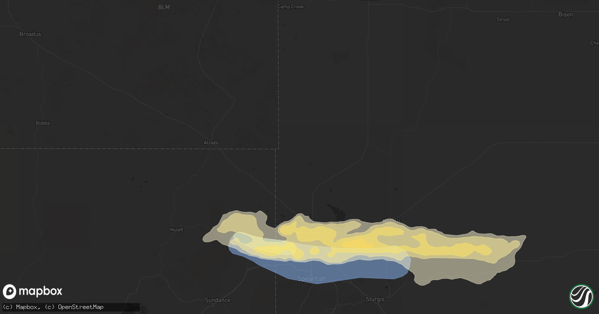 Hail map in Belle Fourche, SD on August 26, 2022
