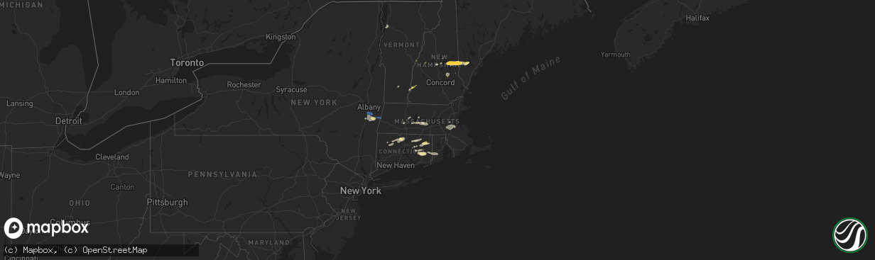 Hail map in Massachusetts on August 26, 2022