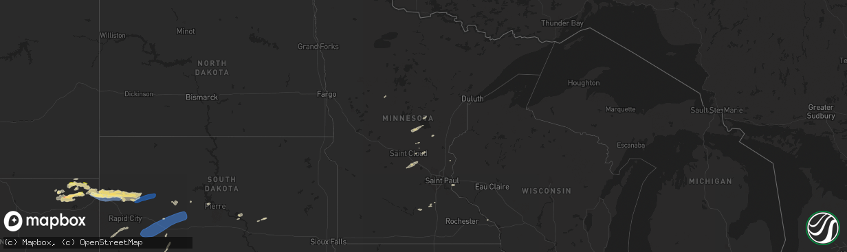 Hail map in Minnesota on August 26, 2022