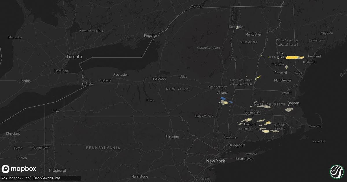 Hail map in New York on August 26, 2022