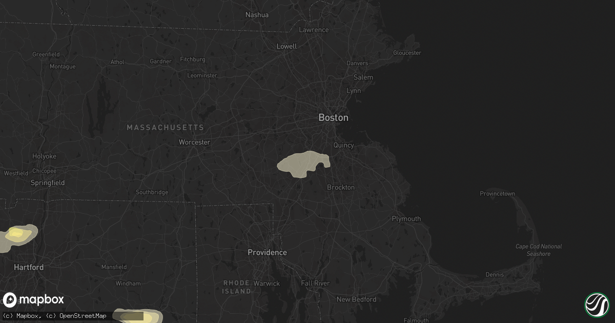 Hail map in Norwood, MA on August 26, 2022
