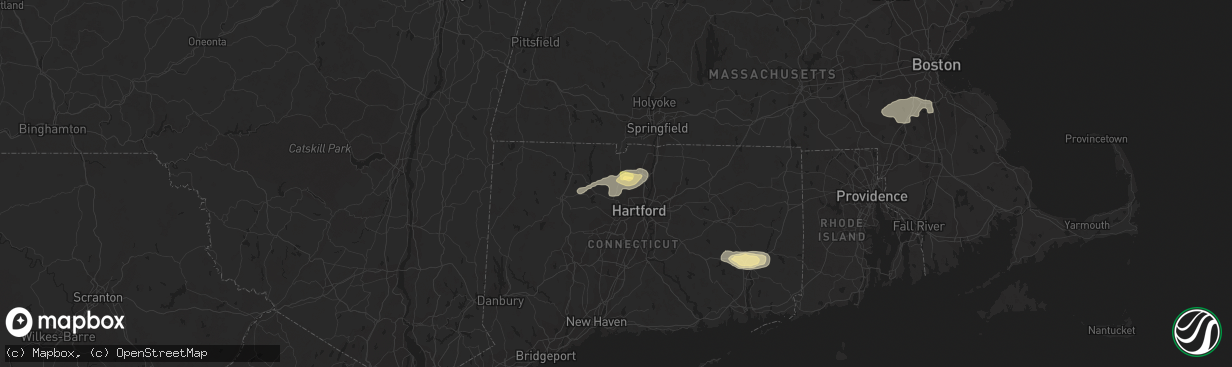 Hail map in Simsbury, CT on August 26, 2022