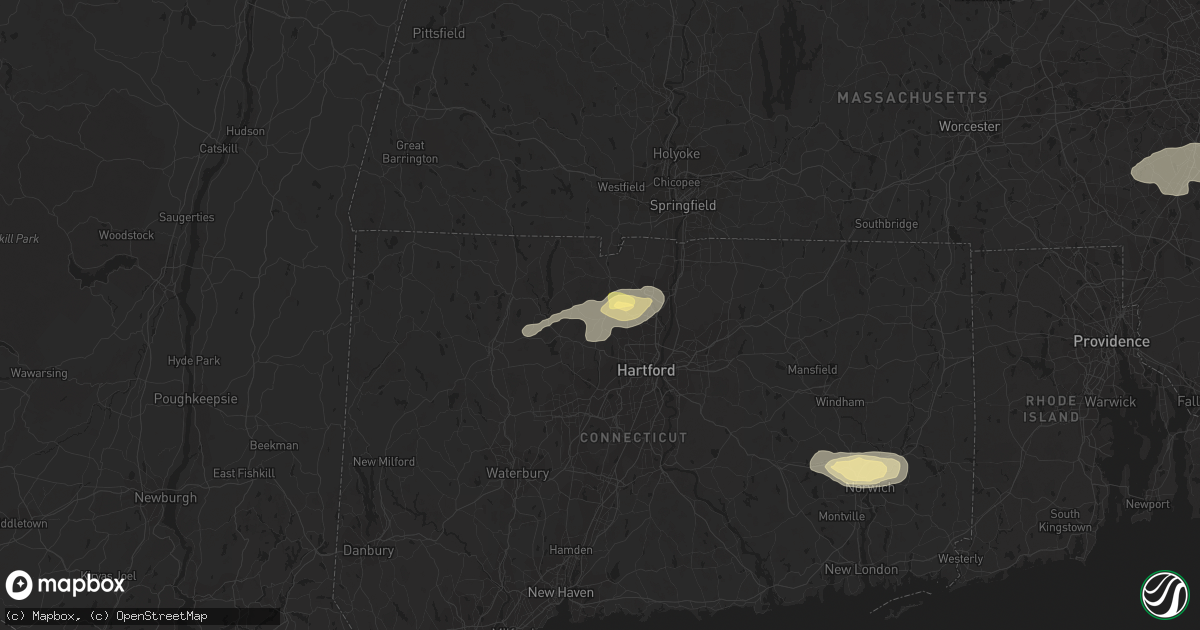 Hail map in Simsbury, CT on August 26, 2022