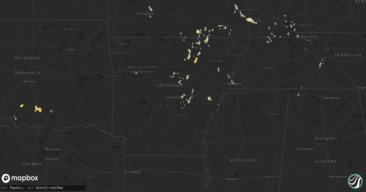 Hail map in Arkansas on August 26, 2023