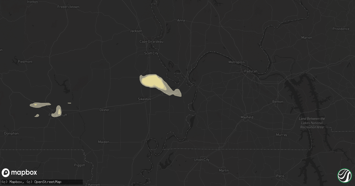 Hail map in Charleston, MO on August 26, 2023