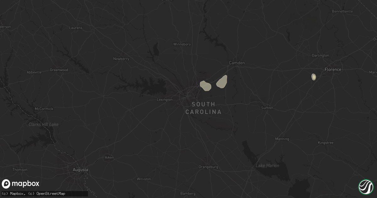 Hail map in Columbia, SC on August 26, 2023