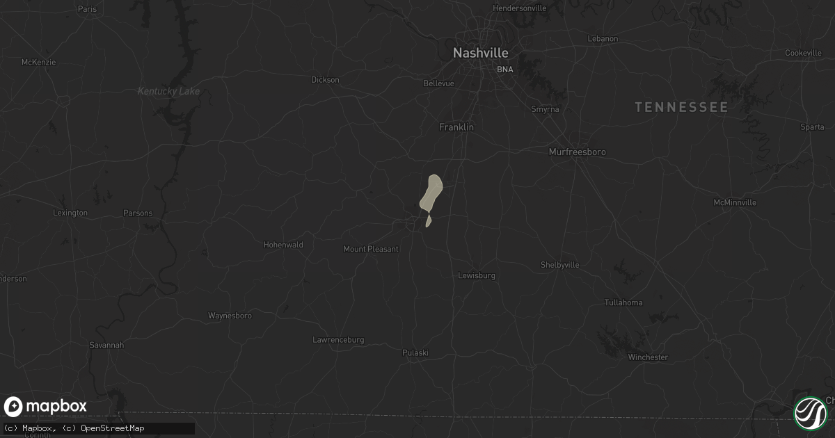 Hail map in Columbia, TN on August 26, 2023