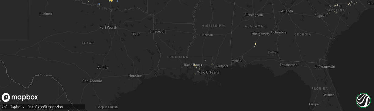 Hail map in Louisiana on August 26, 2023