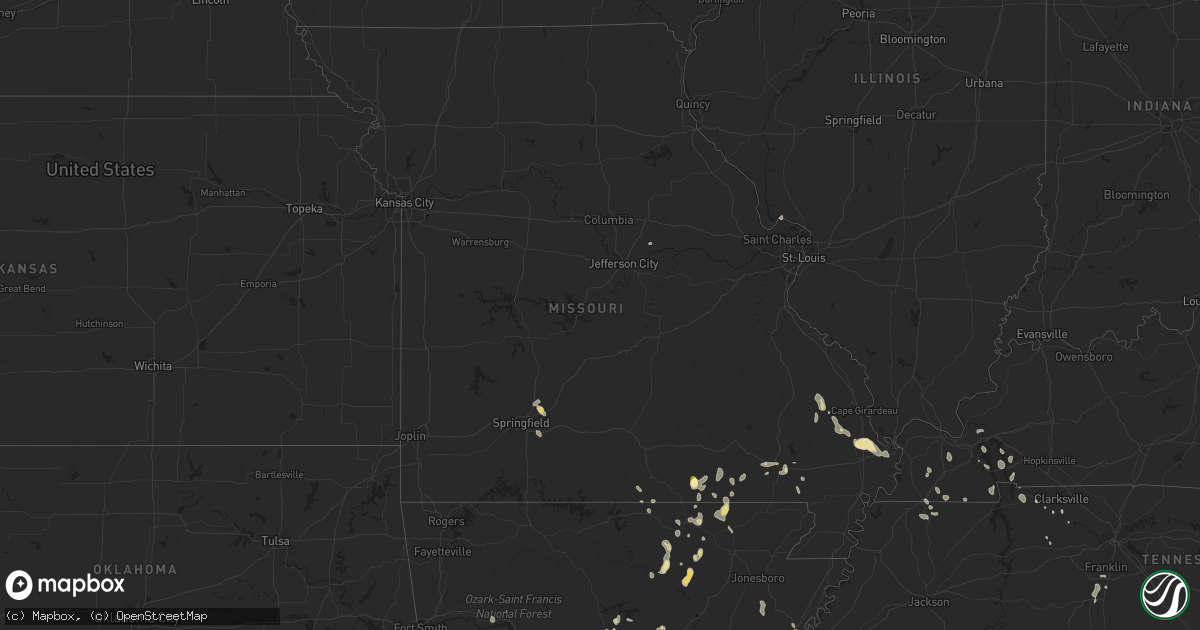 Hail map in Missouri on August 26, 2023
