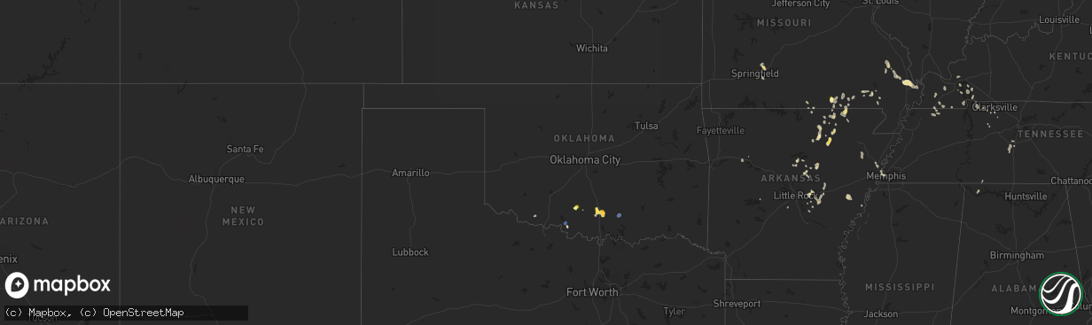Hail map in Oklahoma on August 26, 2023
