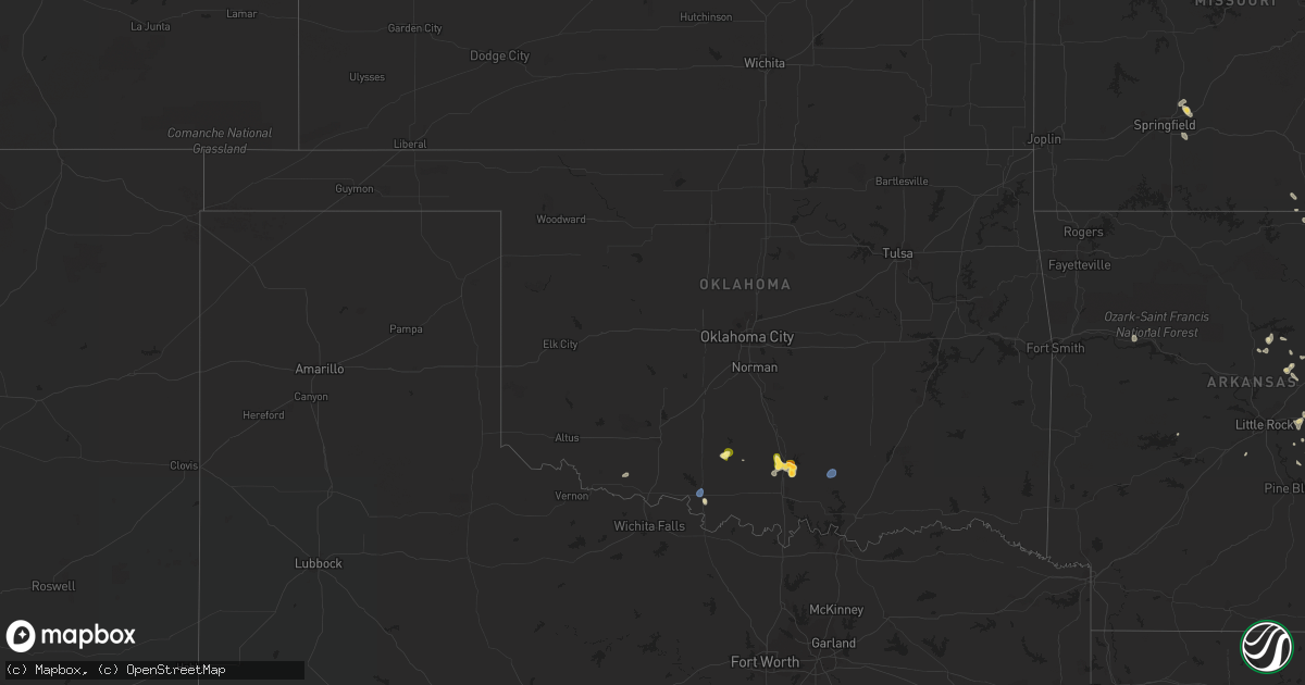 Hail map in Oklahoma on August 26, 2023