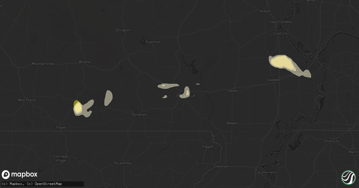 Hail map in Poplar Bluff, MO on August 26, 2023