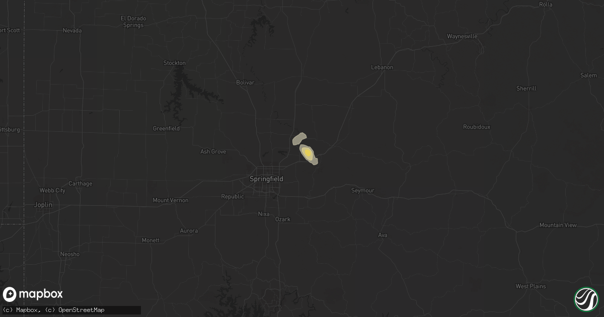 Hail map in Strafford, MO on August 26, 2023
