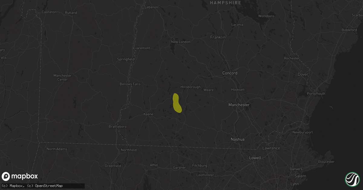 Hail map in Antrim, NH on August 26, 2024