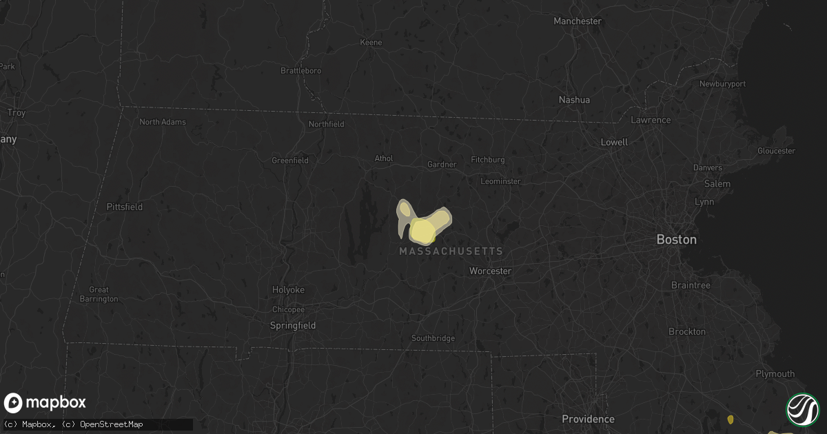 Hail map in Barre, MA on August 26, 2024