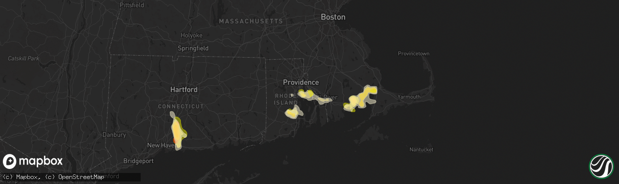 Hail map in Barrington, RI on August 26, 2024