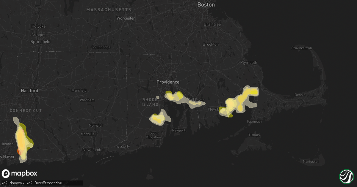Hail map in Barrington, RI on August 26, 2024