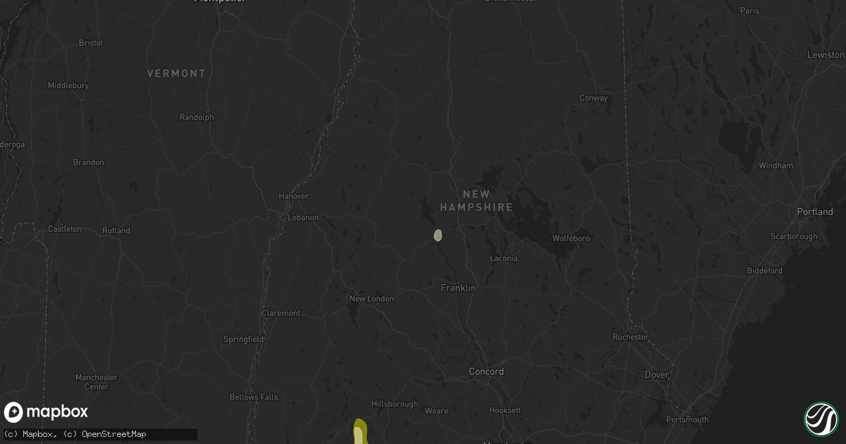 Hail map in Bristol, NH on August 26, 2024