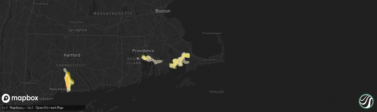 Hail map in Buzzards Bay, MA on August 26, 2024