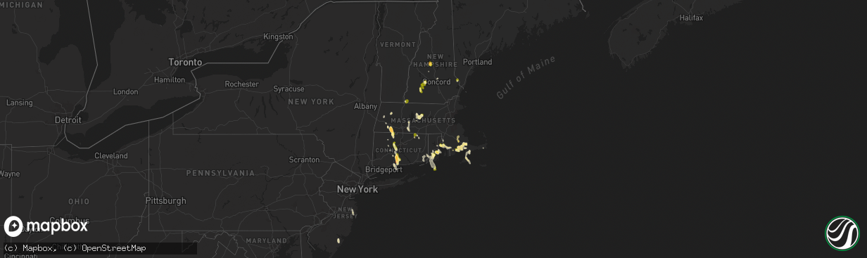 Hail map in Connecticut on August 26, 2024