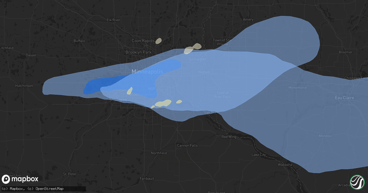 Hail map in Cottage Grove, MN on August 26, 2024