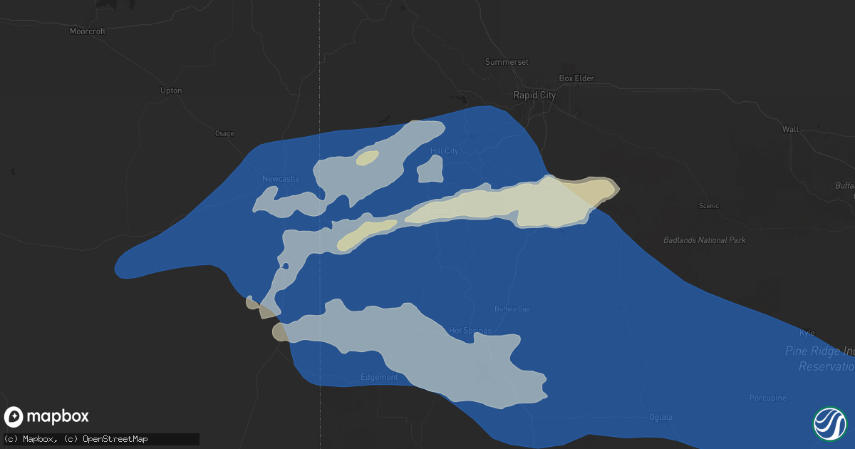 Hail map in Custer, SD on August 26, 2024
