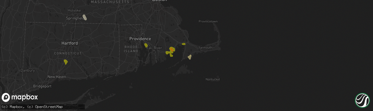 Hail map in East Falmouth, MA on August 26, 2024