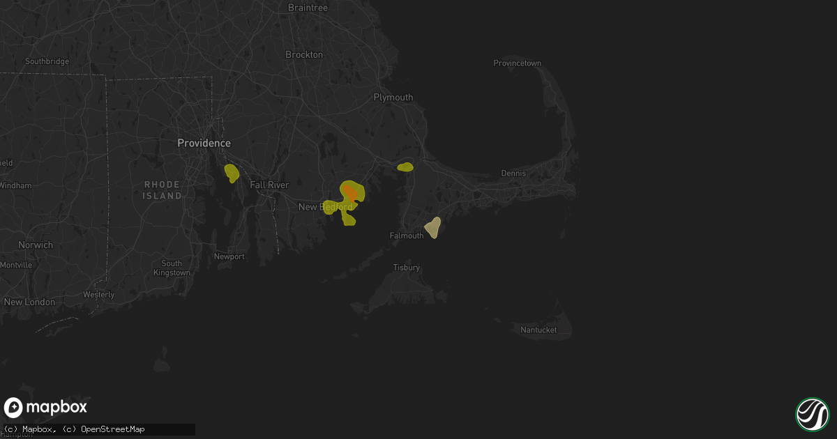 Hail map in East Falmouth, MA on August 26, 2024