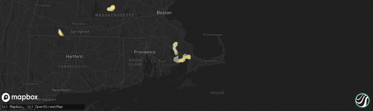 Hail map in East Wareham, MA on August 26, 2024