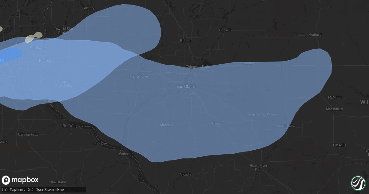 Hail map in Eau Claire, WI on August 26, 2024