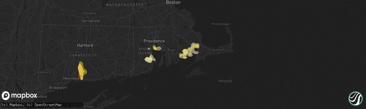 Hail map in Fairhaven, MA on August 26, 2024