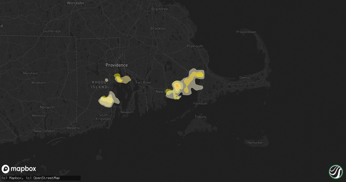 Hail map in Fairhaven, MA on August 26, 2024