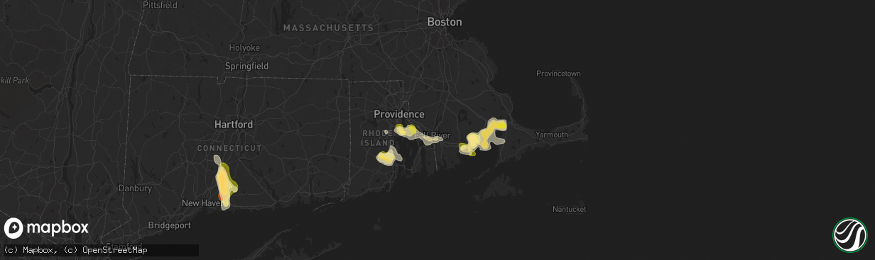 Hail map in Fall River, MA on August 26, 2024