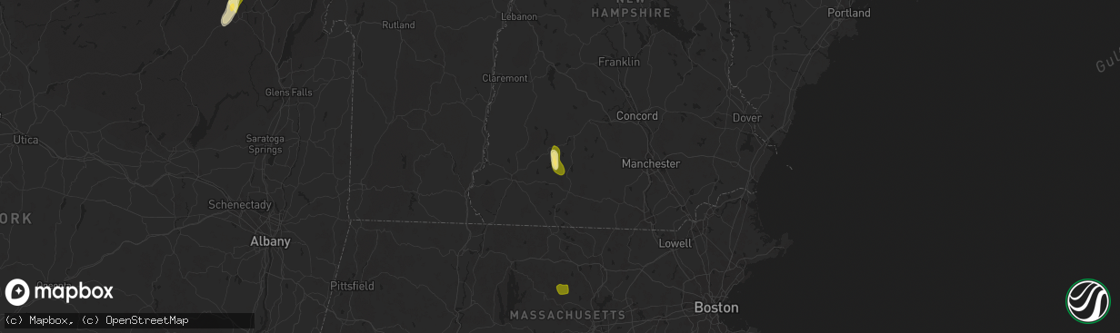 Hail map in Hancock, NH on August 26, 2024