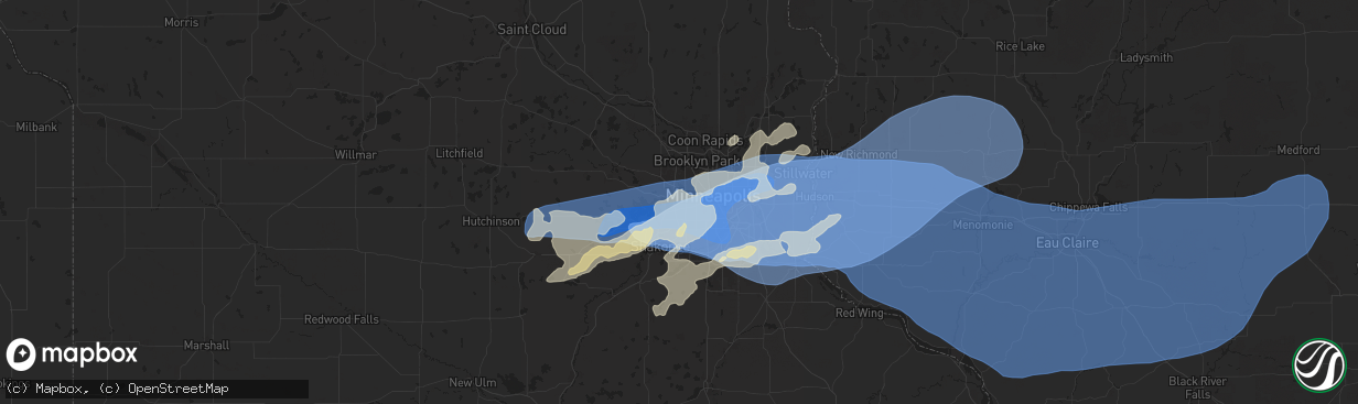 Hail map in Hopkins, MN on August 26, 2024