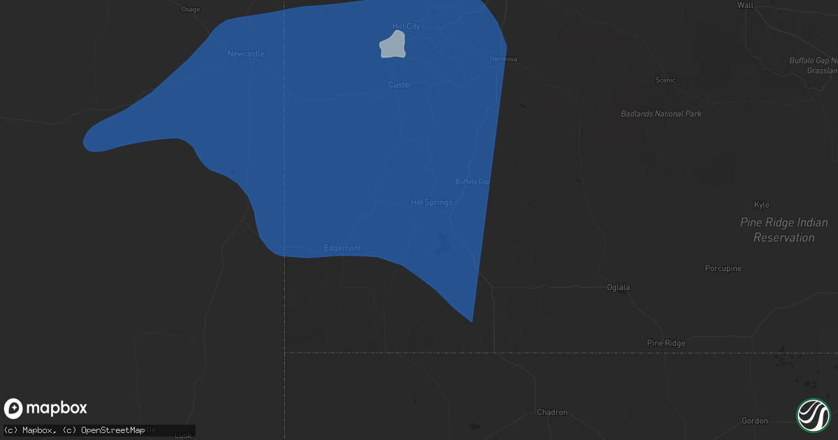 Hail map in Hot Springs, SD on August 26, 2024